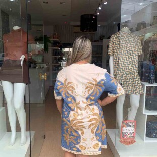 VESTIDO TSHIRT BASICO FARM ESTAMPA OURINHO TROPICAL