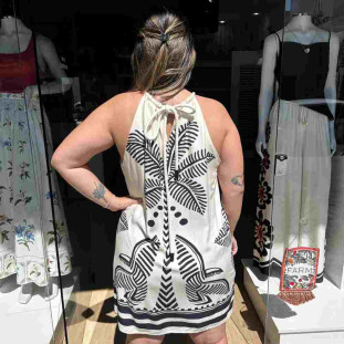 VESTIDO CURTO LISTRA TROPICAL