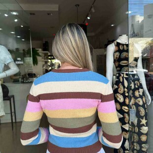 CARDIGAN TRICOT LISTRADO FARM