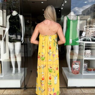 VESTIDO NO COQUETEL LENCO AMARELO FARM