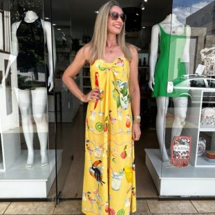 VESTIDO NO COQUETEL LENCO AMARELO FARM