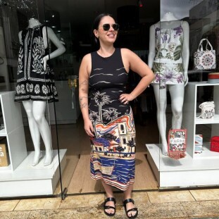 VESTIDO MIDI LENCO PARATY FARM