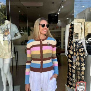 CARDIGAN TRICOT LISTRADO FARM