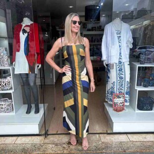VESTIDO MIDI FARM LISTRA AMANDA
