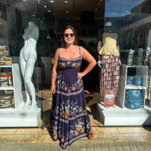 VESTIDO CROPPED FARM FLORAL MAYE AZUL