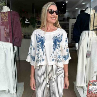 TSHIRT CROPPED VOO EM FLOR FARM