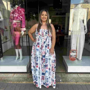 VESTIDO LASTEX TROPICAL VINTAGE