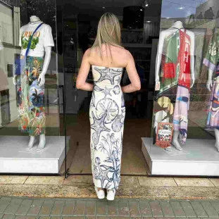 VESTIDO SEM ALCA MAR DE ONDAS