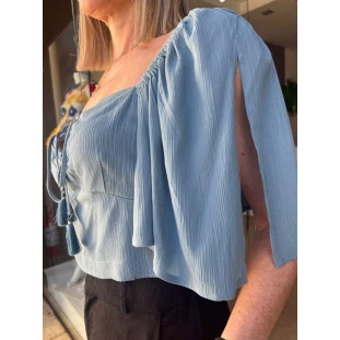 CROPPED BUSTO FRANZIDO AZUL MEDITERRANEO