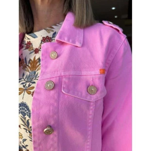 JAQUETA SARJA COLOR SARJA FLUOR ROSA NEON