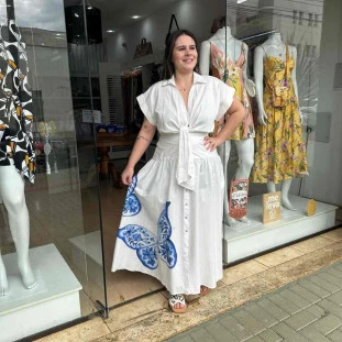 VESTIDO CAMISA  FARM BORBOLETA DE PORCELANA