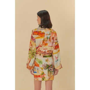 VESTIDO DE MANGA LONGA CURTO TRANSPASSE ESTAMPA  ARACATI FARM 