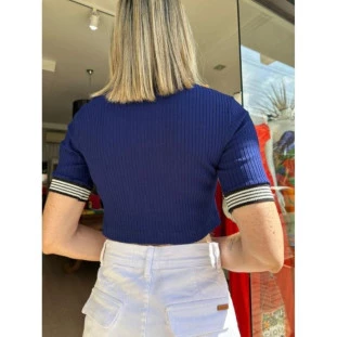 BLUSA CROPPED CANELADA MANGA TRICOT