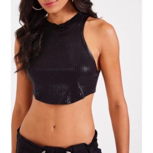 BLUSA CANELADA PRETO