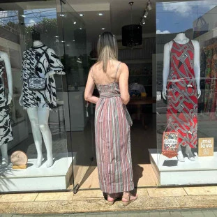 VESTIDO ALCINHAS LISTRA PIPA FARM