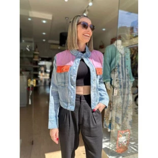 JAQUETA JEANS MIX SARJA COLOR