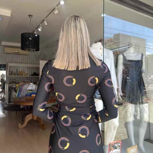 VESTIDO CURTO FARM MANGA LONGA TUCA POA