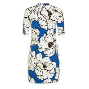 VESTIDO CURTO FRANZIDO FLORAL PAULA