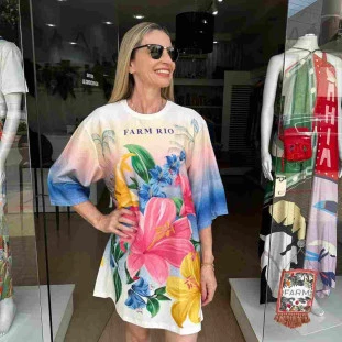 VESTIDO TSHIRT BIG FLORAL MALU SILK