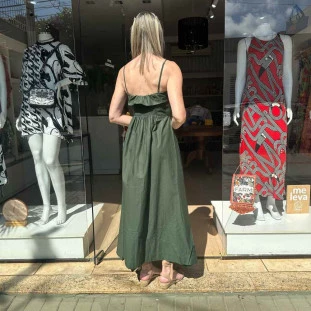 VESTIDO LISO ALCINHAS LONGO FARM