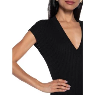 VESTIDO CANELADO MIX DE LISTRAS