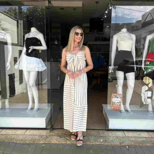 VESTIDO LONGO SEM ALCA LISTRA ALEXIA