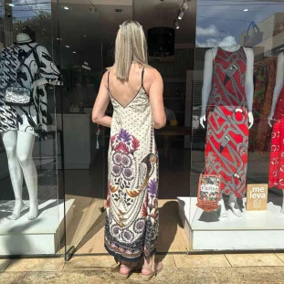 VESTIDO ALCINHA MIDI ESTAMPADO TAPETE DE ARARA FARM