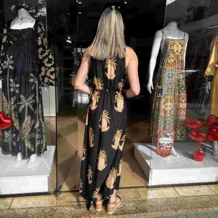 VESTIDO MIDI FARM AMALFI ABACAXI