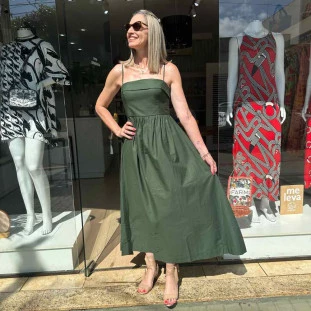 VESTIDO LISO ALCINHAS LONGO FARM