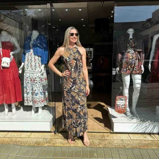 VESTIDO CROPPED LEQUE DE TUCANOS