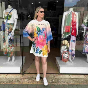 VESTIDO TSHIRT BIG FLORAL MALU SILK