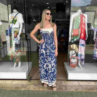 VESTIDO MIDI SEM ALCAS SANTORINI