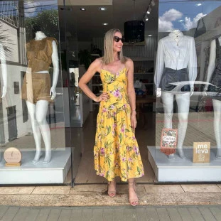 VESTIDO CROPPED PASSARO EM FLOR
