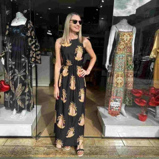 VESTIDO MIDI FARM AMALFI ABACAXI