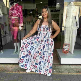 VESTIDO LASTEX TROPICAL VINTAGE