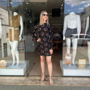 VESTIDO CURTO FARM MANGA LONGA TUCA POA