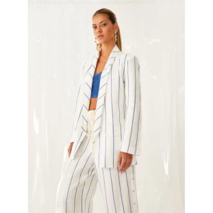 BLAZER LINHO LISTRADO OFF/AZUL