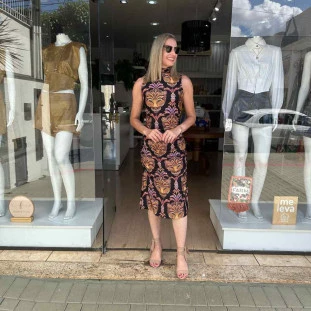 VESTIDO MIDI FARM PANTERA BOHO