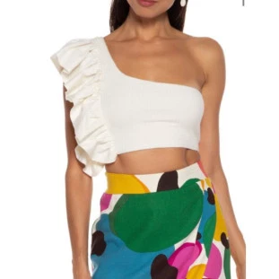 BLUSA CROPPED OMBRO BABADO