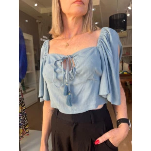 CROPPED BUSTO FRANZIDO AZUL MEDITERRANEO