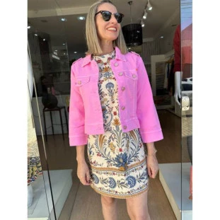 JAQUETA SARJA COLOR SARJA FLUOR ROSA NEON