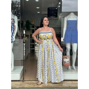 VESTIDO LONGO PREGAS AZULINA