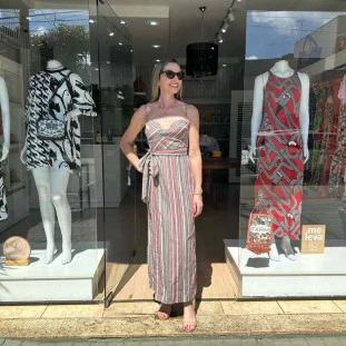 VESTIDO ALCINHAS LISTRA PIPA FARM