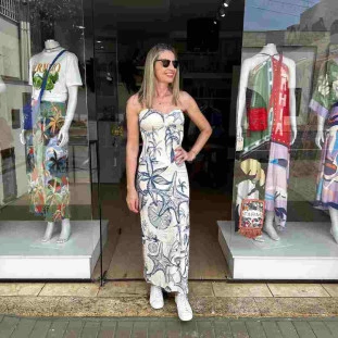 VESTIDO SEM ALCA MAR DE ONDAS