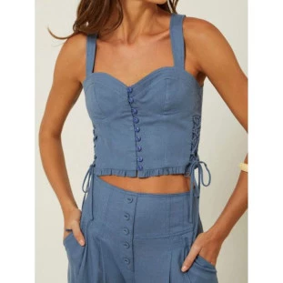 BLUSA CORSELET COR AZUL MEDITERRANEO