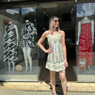 VESTIDO CURTO ALCINHAS COM  BABADINHO ESTAMPA  ANTONIA  FARM